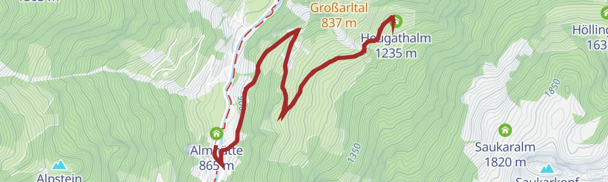 Route map: Großarl: Heugathalm